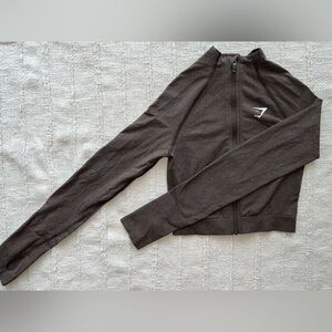 GYMSHARK VITAL MIDI ZIP UP JACKET- Brown Marl